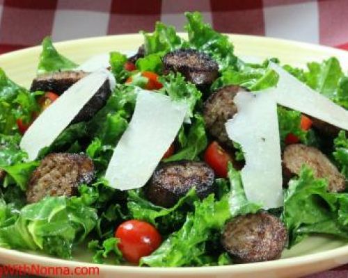 Massaged Kale Salad with Sweet Sausage and  Grana Padano